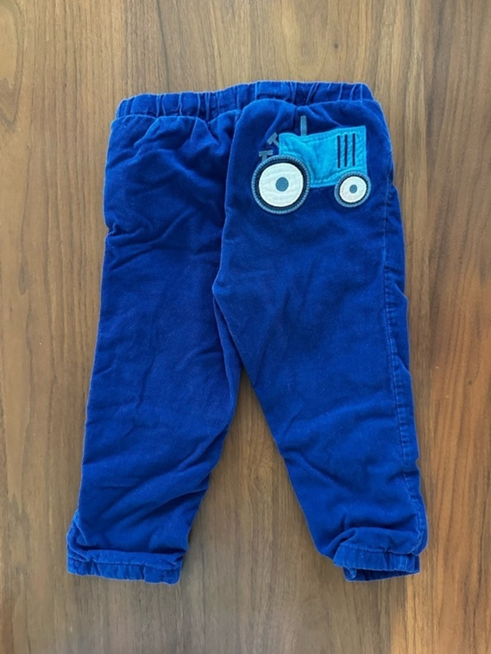 Baby Boden Blue Corduroy Lined Pants with Tractor Applique size 12-18 months